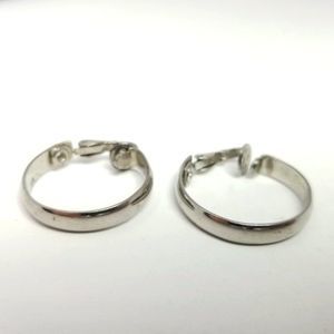Vintage Hoop Clip On Earrings, Silver Tone Minimal Design Classic, Estate